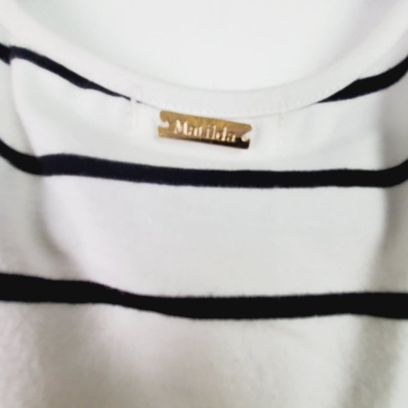 Matilda by True Love Bonjour A-Line Striped Dress Sz M - Picture 6 of 9